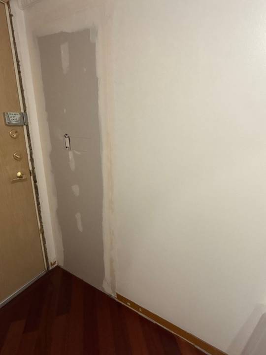 Hallway drywall, before